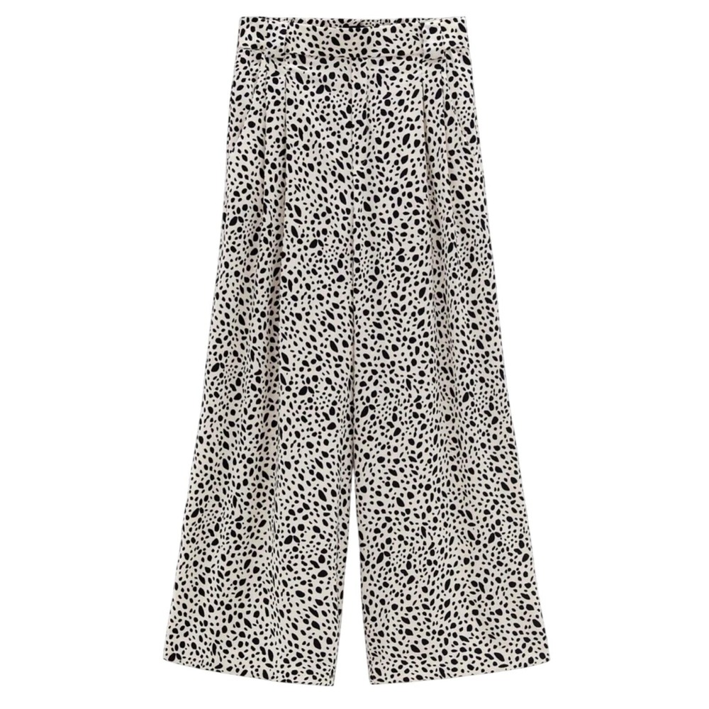 NEW Zara Women's Medium Wide Leg Culottes‎ Pants Spotted Polka Dot Trousers